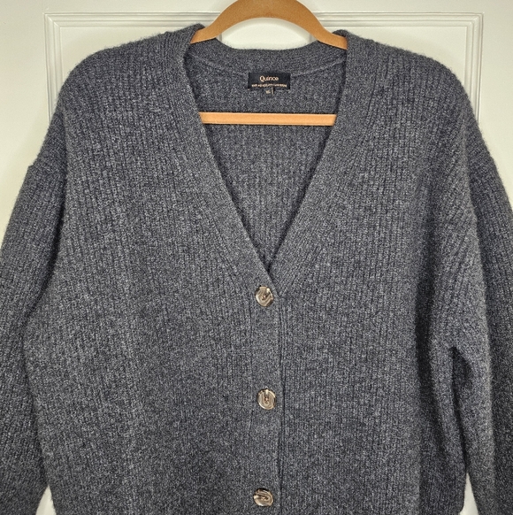 Quince Mongolian Cashmere Fisherman Boxy Cropped Cardigan Sweater - Picture 5 of 10